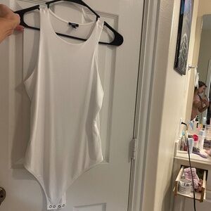 Express Body Contour High Neck White Stretch One Piece Body Suit Size Medium